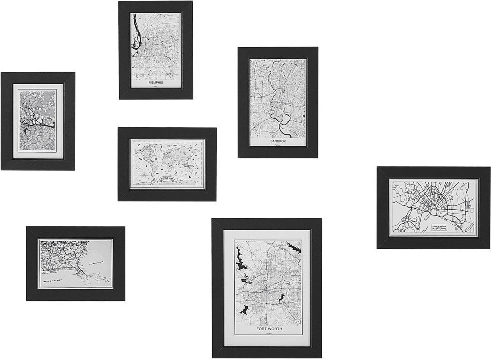 Ramka Beliani Galeria scienna mapy 7 ramek czarna DENKORO 308412 Bel (4251682276252)