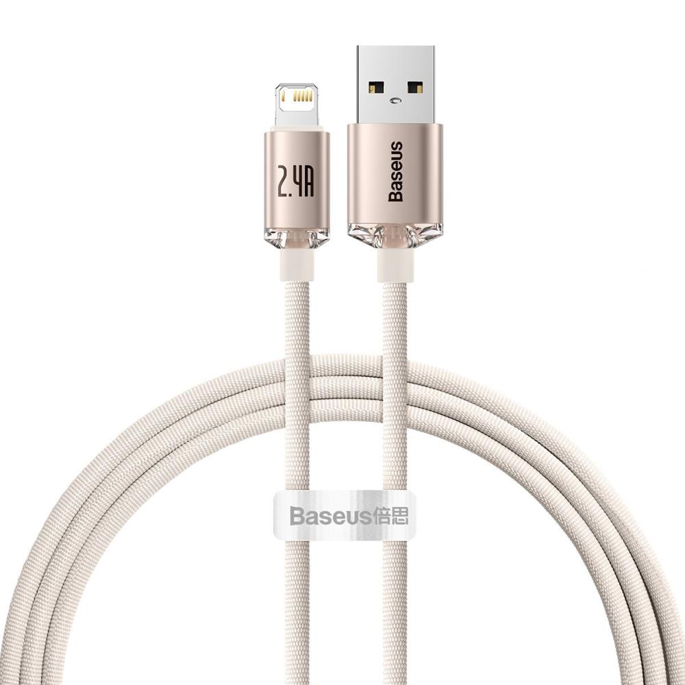 Baseus cable Crystal Shine USB - Lightning 1,2 m 2,4A pink Powerbank, mobilā uzlādes iekārta