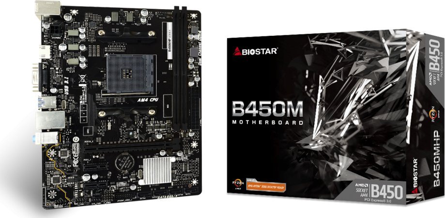 Biostar B450MHP motherboard AMD B450 Socket AM4 micro ATX pamatplate, mātesplate