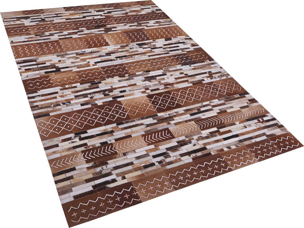 Beliani Dywan patchwork skorzany 140 x 200 cm brazowy HEREKLI 202782 (4251682229333)