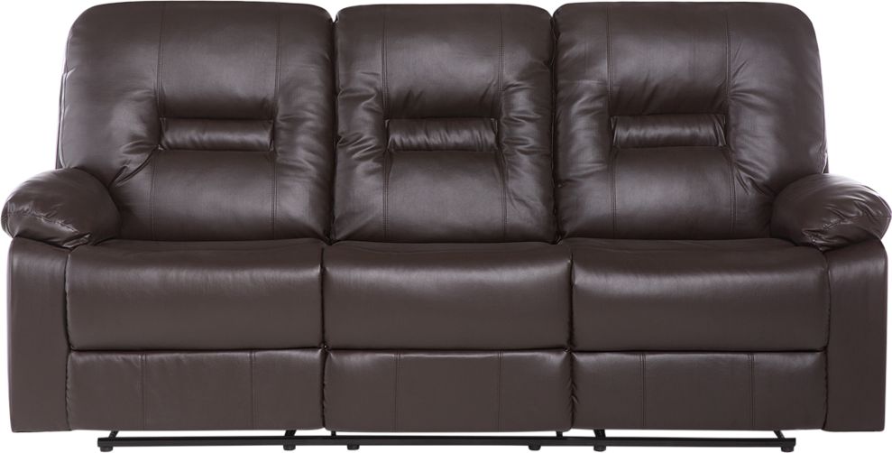 Beliani Sofa rozkladana 3-osobowa ekoskora brazowa BERGEN 64902 (4260580925445) Dārza mēbeles