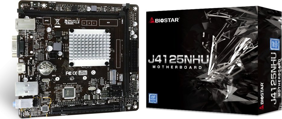 Biostar J4125NHU (Celeron J4125,mITX,DDR4) pamatplate, mātesplate