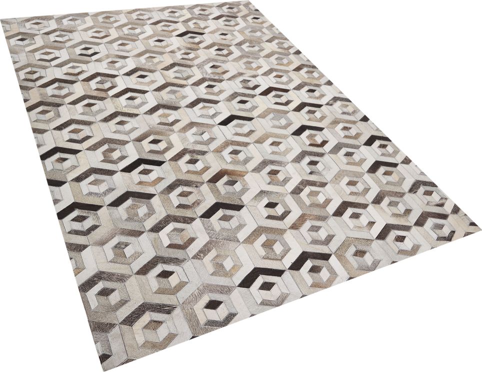 Beliani Dywan patchworkowy skorzany 140 x 200 cm brazowo-bezowy TAVAK 230168 (4251682253345)