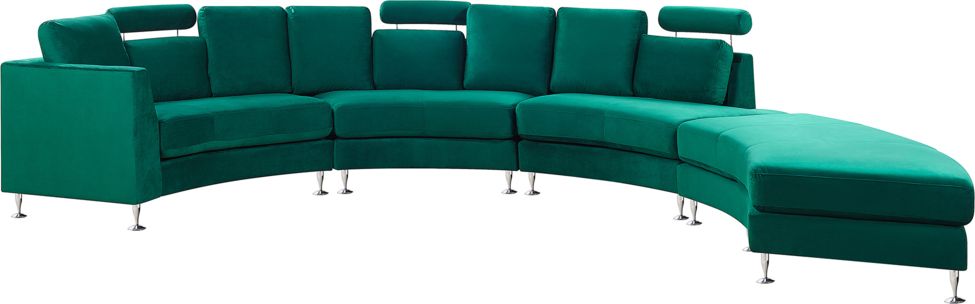 Beliani Sofa polokragla modulowa welurowa zielona ROTUNDE 244865 (4251682249782) Dārza mēbeles