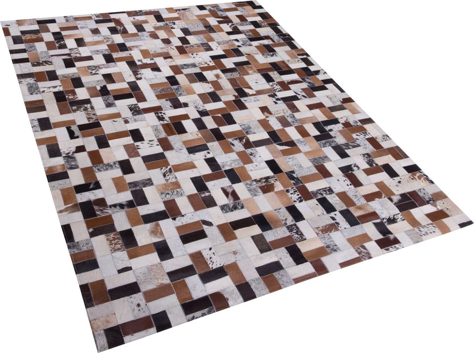 Beliani Dywan patchwork skorzany 160 x 230 cm brazowo-bezowy CESME 23389 (4260580938988)