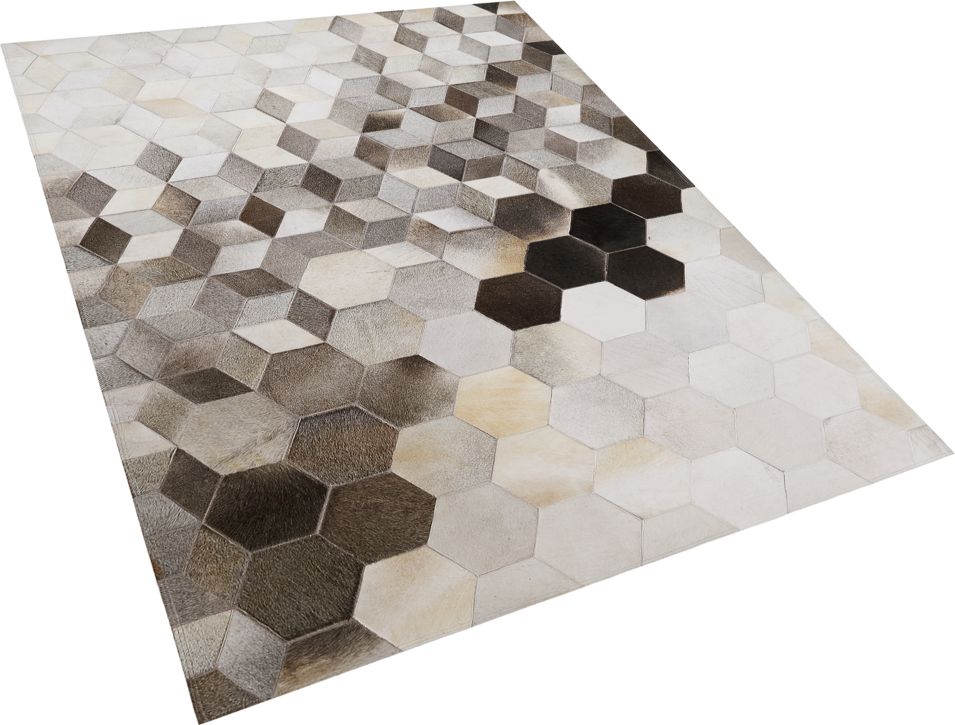 Beliani Dywan patchwork skorzany 160 x 230 cm szary SASON 202740 (4251682234290)