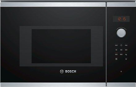 Bosch Microwave Oven BFL523MS0 20 L, Retractable, Rotary knob, Touch Control, 800 W, Stainless steel/ black, Built-in, Defrost function Mikroviļņu krāsns