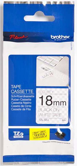 Tape Brother 18mm BLACK ON WHITESECURITY TAPE
