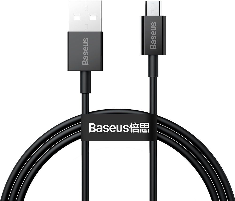 Kabel USB Baseus USB-A - microUSB 1 m Czarny (BSU2822BLK) BSU2822BLK (6953156208476) USB kabelis