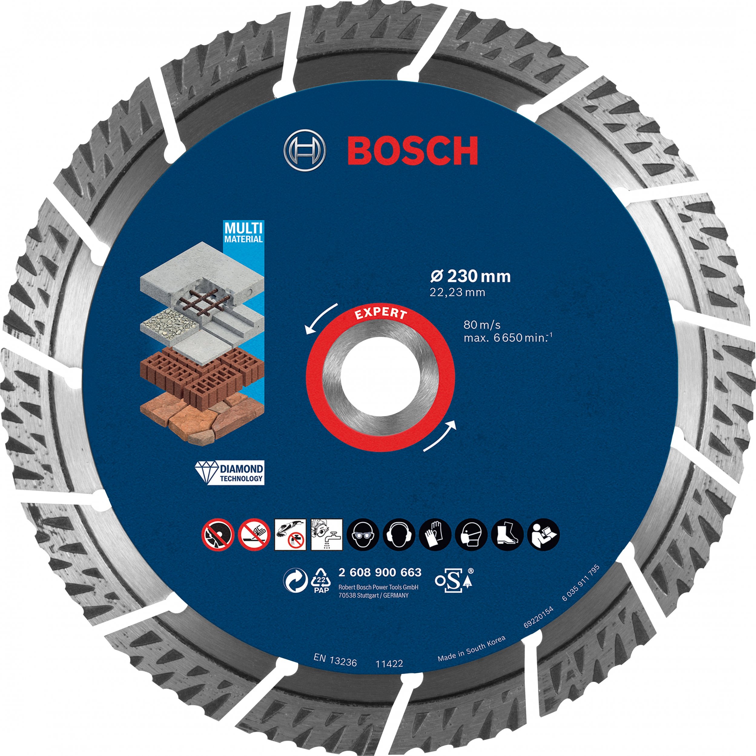 Bosch Diamentowa tarcza tnaca EXPERT MultiMaterial 230x22,23x2,4x15mm 2608900663 (4059952539980)
