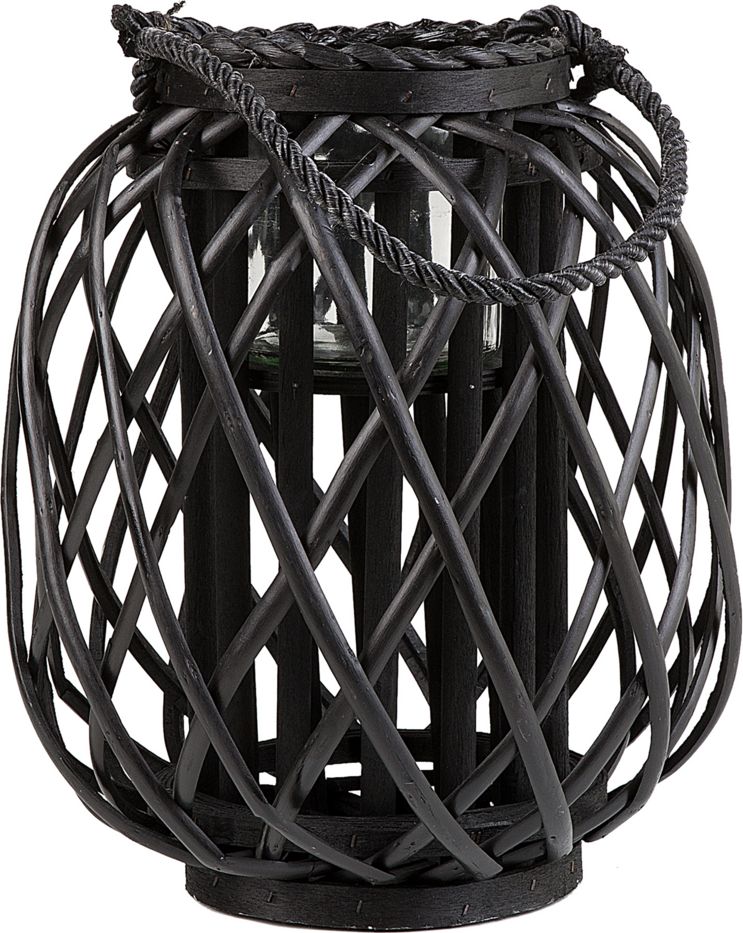 Beliani Lampion drewniany 30 cm czarny MAURITIUS 141048 (4251682204552) kabatas lukturis