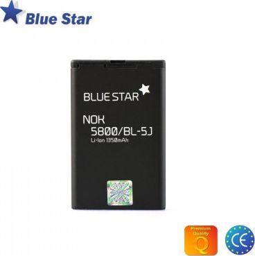 BlueStar Akumulators Nokia 5800 5230 X6 Lumia 520 Li-Ion 1350 mAh Analogs BL-5J aksesuārs mobilajiem telefoniem