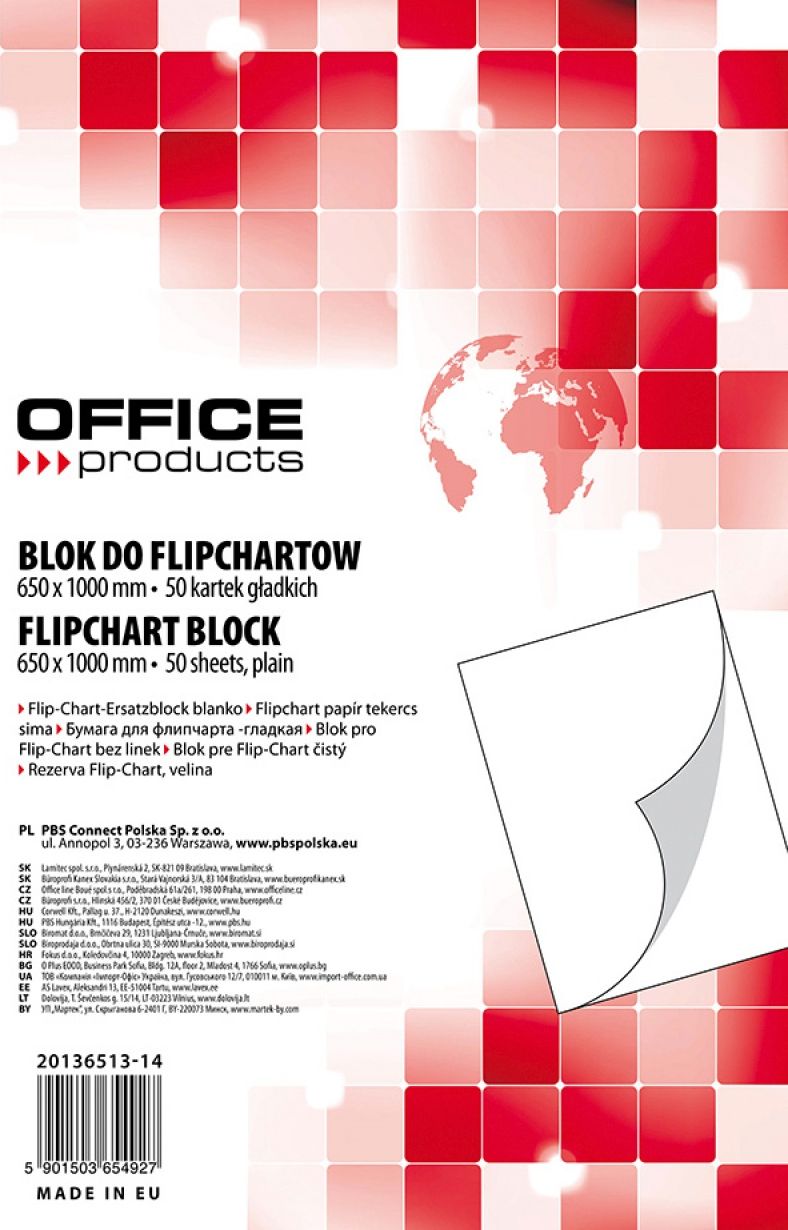 Biurfol BLOK DO FLIPCHARTU 65 X 100CM GLADKI (50) ^ 20136513-14 (5901498038146) biroja tehnikas aksesuāri
