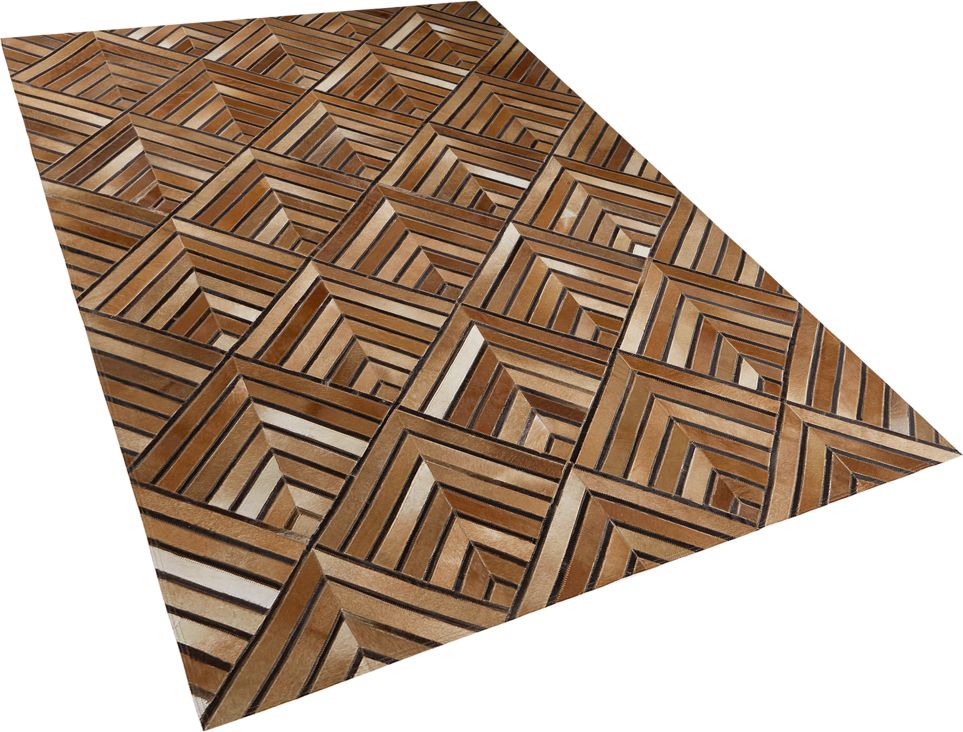Beliani Dywan patchwork skorzany 140 x 200 cm brazowy TEKIR 202862 (4251682229326)