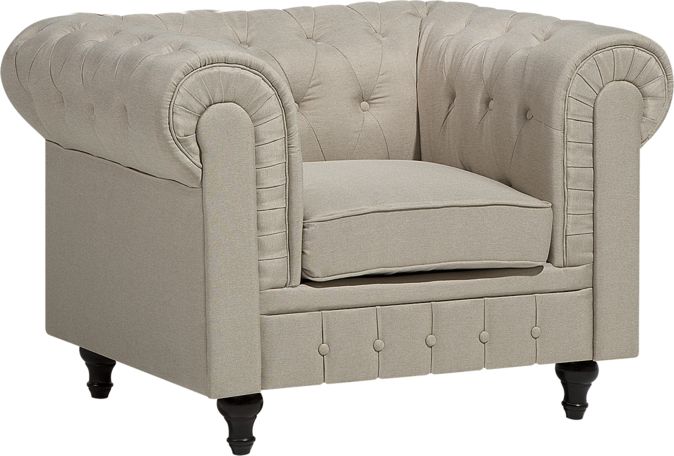 Beliani Fotel duzy bezowy CHESTERFIELD 105173 (4260624114224) Dārza mēbeles