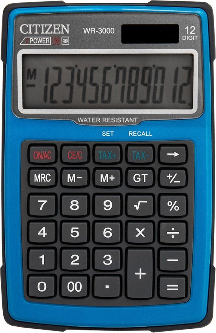 Kalkulator Citizen Kalkulator wodoodporny CITIZEN WR-3000, 152x105mm, niebieski CI-WR3000NRBLE kalkulators