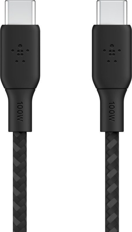 Belkin braided USB-C/USB-C Cable 100W 2m black CAB014bt2MBK kabelis, vads