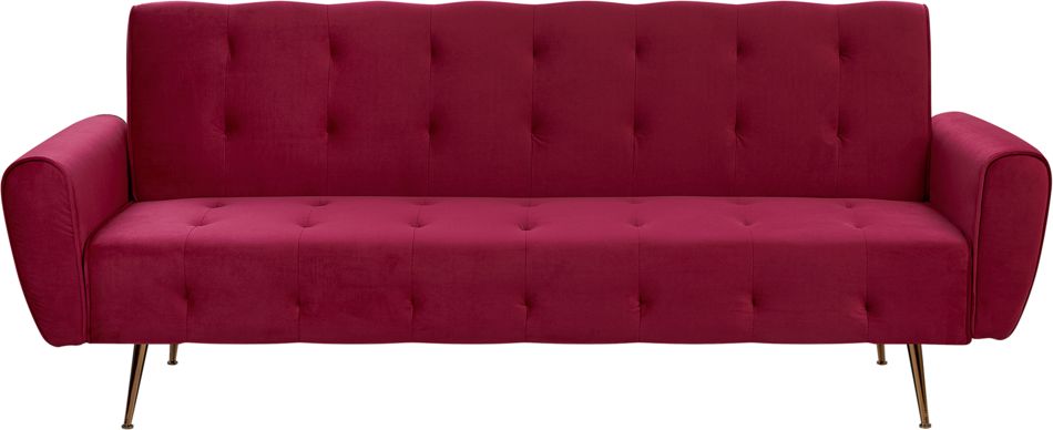 Beliani Sofa rozkladana welurowa burgundowa SELNES 187848 (4251682228091) Dārza mēbeles