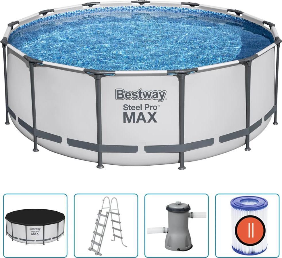 Bestway Basen ogrodowy Steel Pro MAX z akcesoriami, okragly, 396x122cm 93345 (6941607310311) Baseins