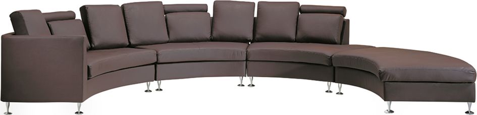 Beliani Sofa polokragla 7-osobowa skorzana modulowa brazowa ROTUNDE 3740 (4260580935291) Dārza mēbeles