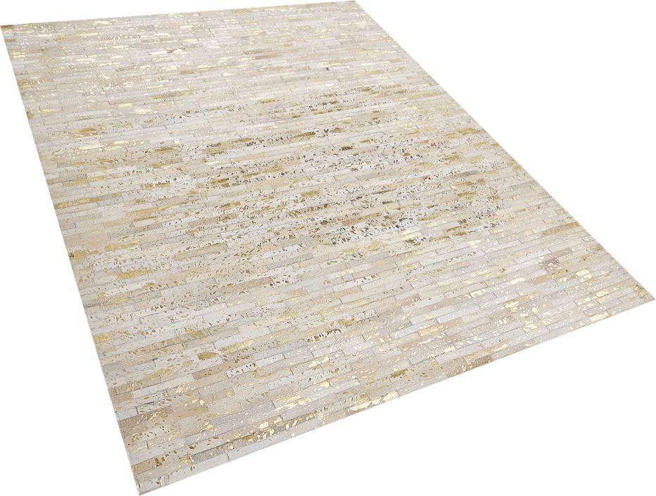 Beliani Dywan patchworkowy skorzany 160 x 230 cm zloto-bezowy TOKUL 230283 (4251682253406)