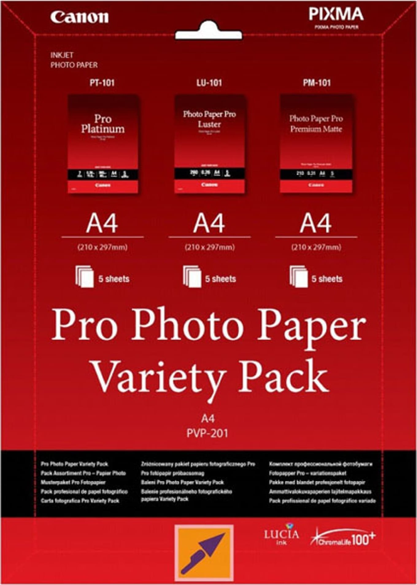 Canon Canon PVP-201 PRO, A4 fotopapir Variety Pack - 39119140 39119140 (8714574615387) foto papīrs