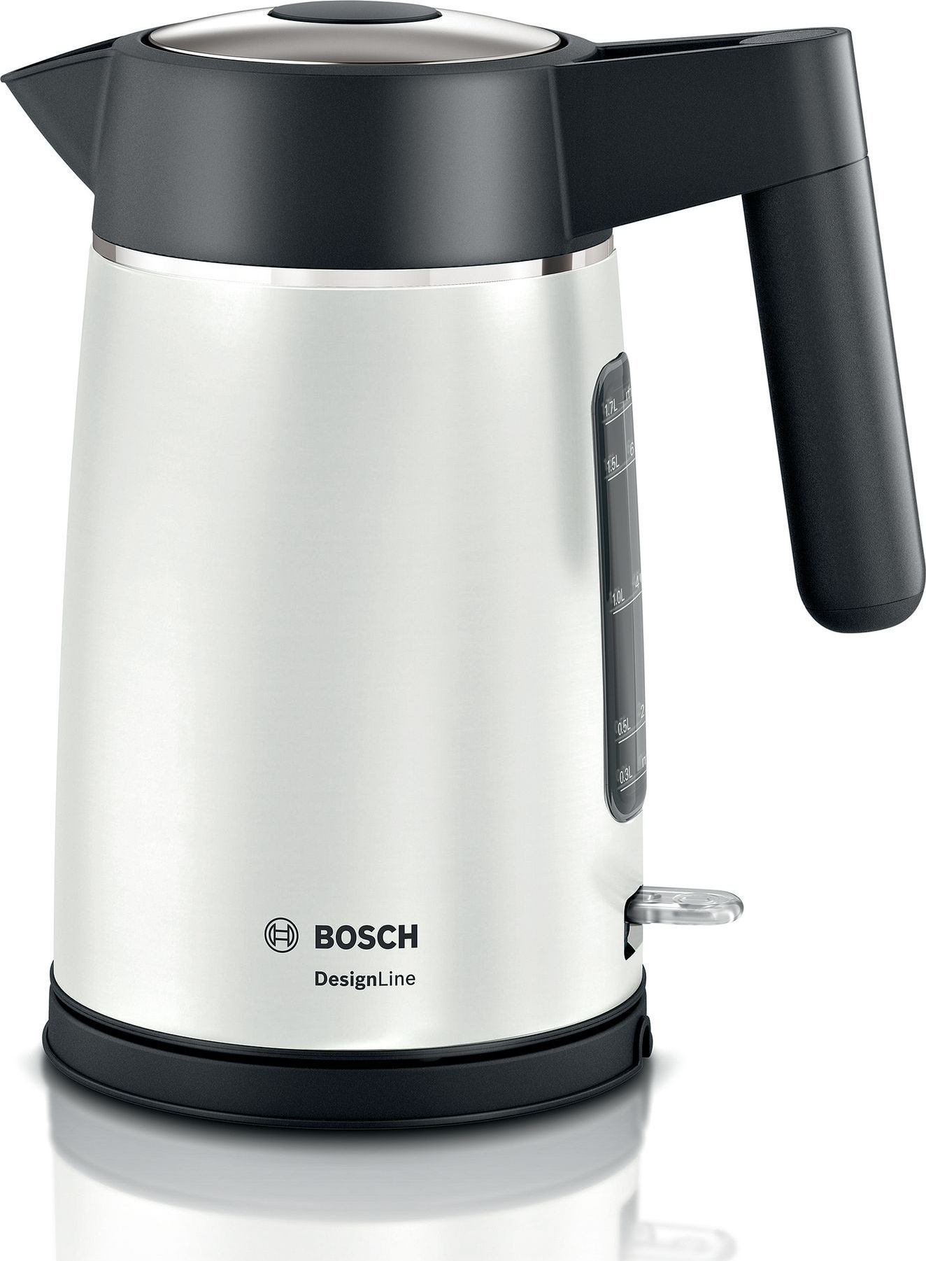 Bosch DesignLine electric kettle 1.7 L 2400 W Black, Silver Elektriskā Tējkanna