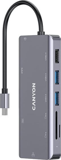 Canyon USB-9-in1 HUB USB-C > HDMI/3xUSB/USB-C/RJ45/SD/Audio retail USB centrmezgli