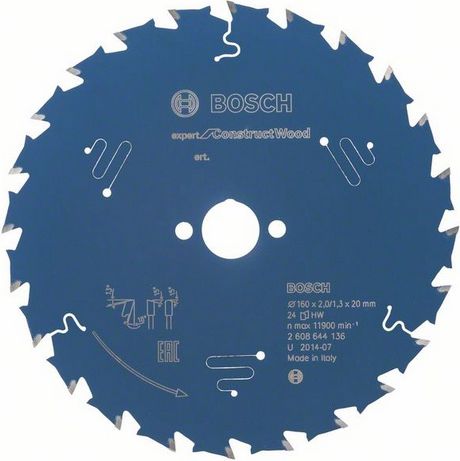 Bosch Tarcza pilarska Expert for Construct Wood 160 x 20mm 24z (2.608.644.136) 2608644136 (3165140797023) Elektriskais zāģis