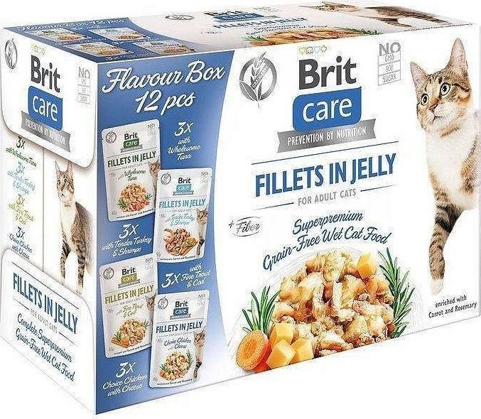 Brit Brit Care Cat FJ Flavour Box in Jelly Pouch 12x85g 12456097 (8595602541690) kaķu barība