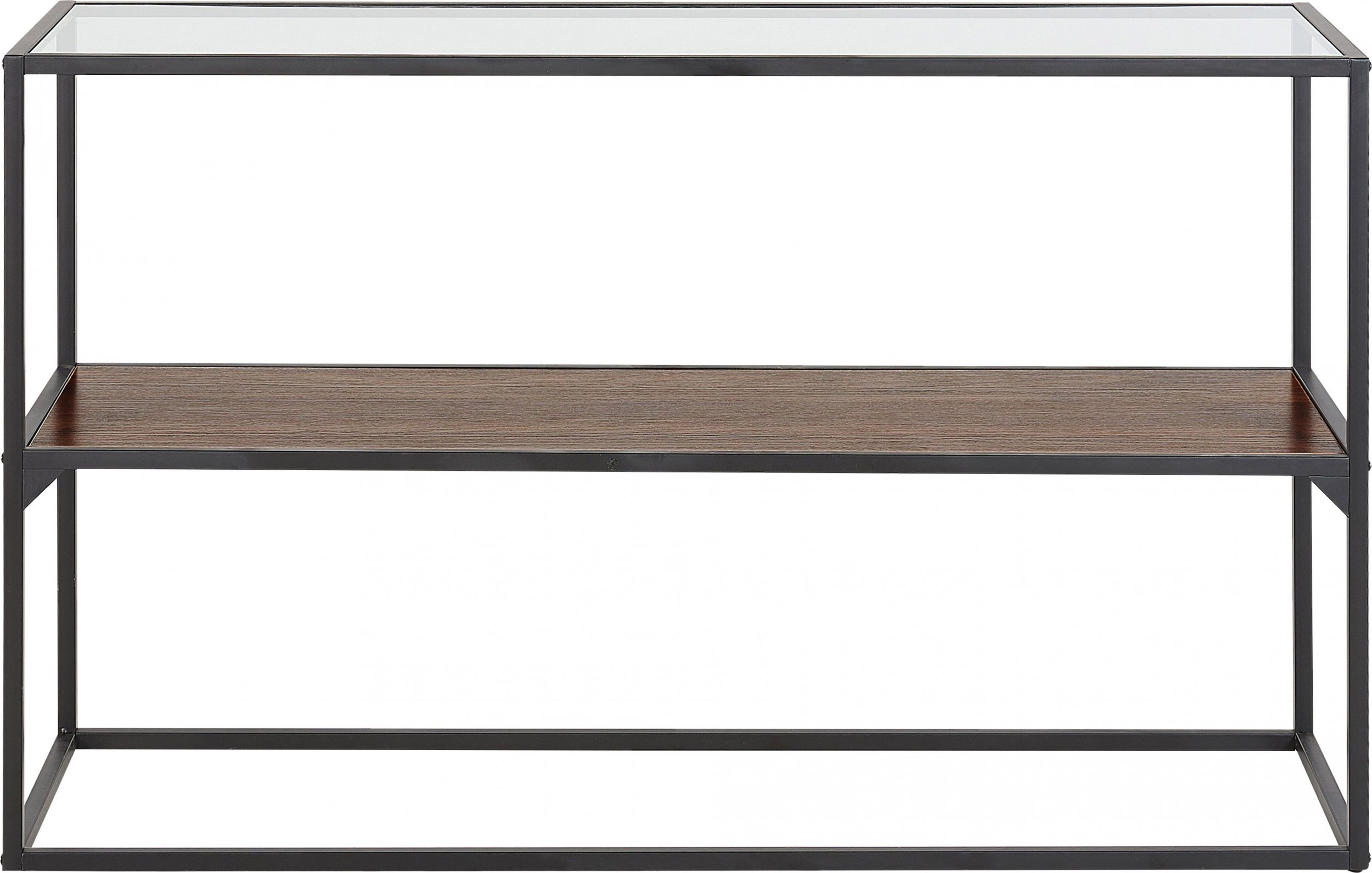 Beliani Konsola szklana ciemne drewno z czarnym TAOS 321283 Bel (4251682282208)