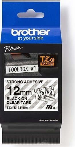 Brother TZe-S131 lapasg Adhesive Laminated Tape Black on Clear, TZe, 8 m, 1.2 cm