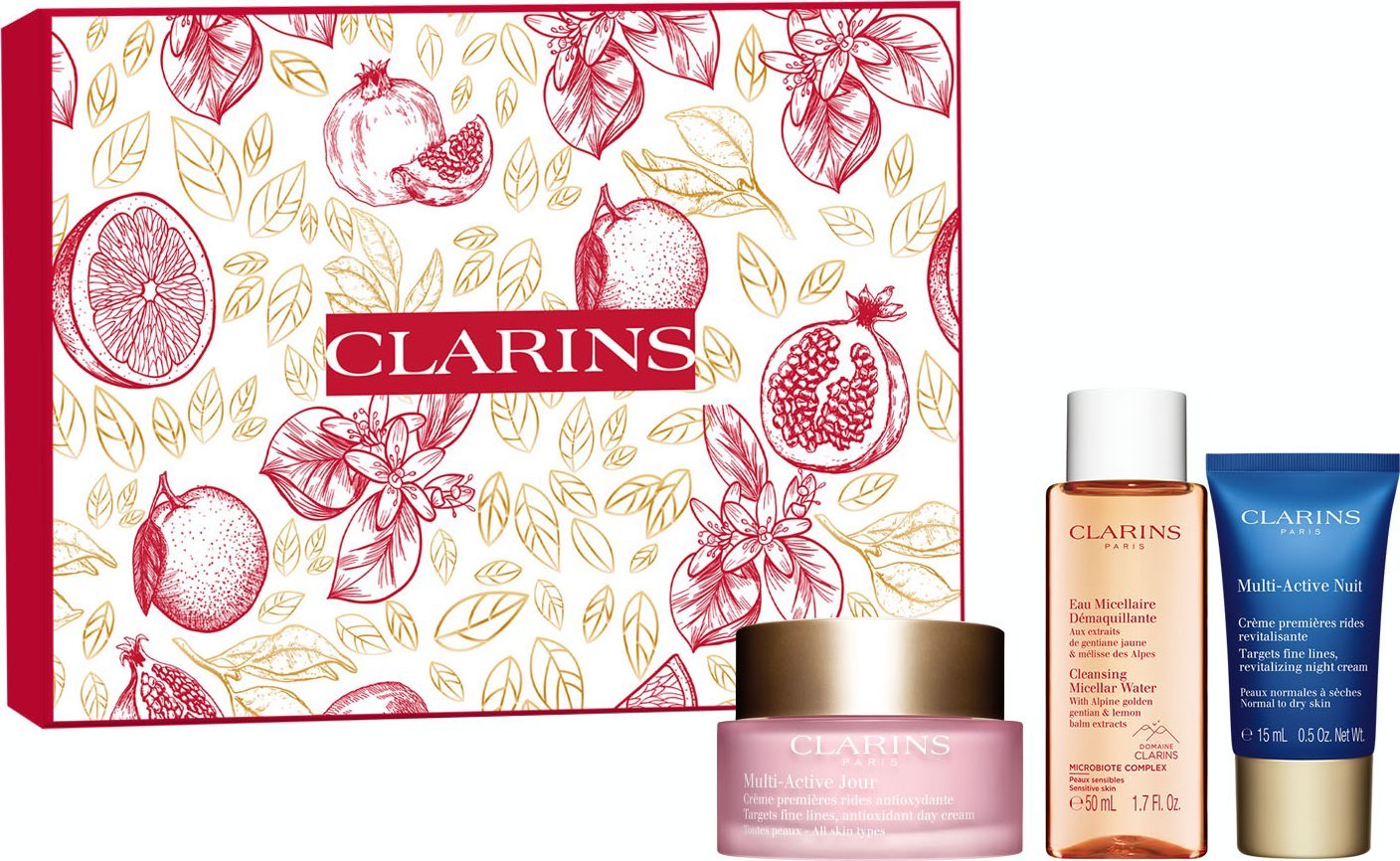 Clarins CLARINS SET (MULTI ACTIVE DAY CREAM 50ML + MULTI ACTIVE NIGHT CREAM 15ML + CLEANSING MICELLAR WATER 50ML) 139574 (3666057194528)