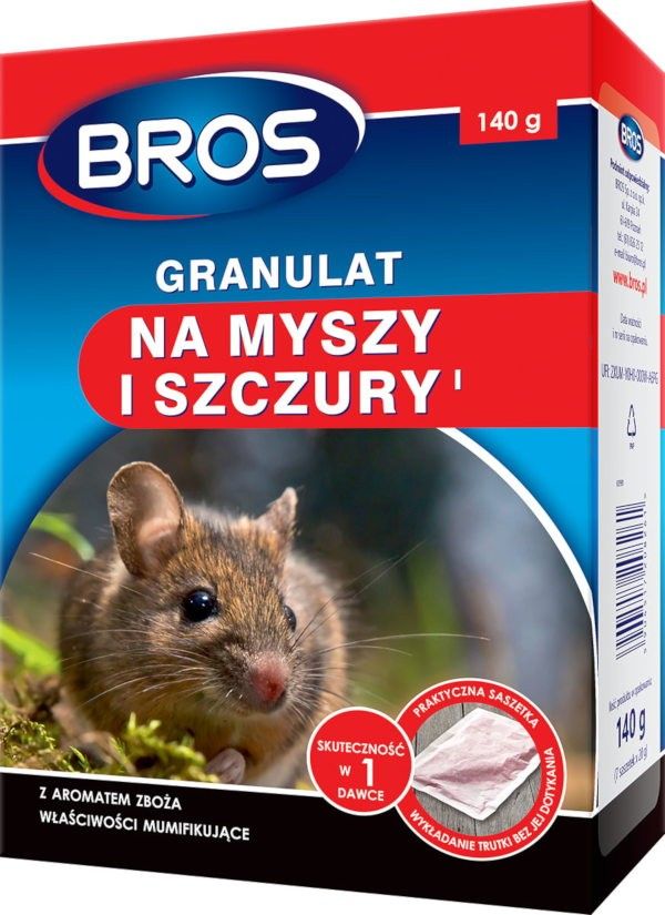 Bros Granulat na myszy i szczury BROS 140g VAT017561 (5904517208261)