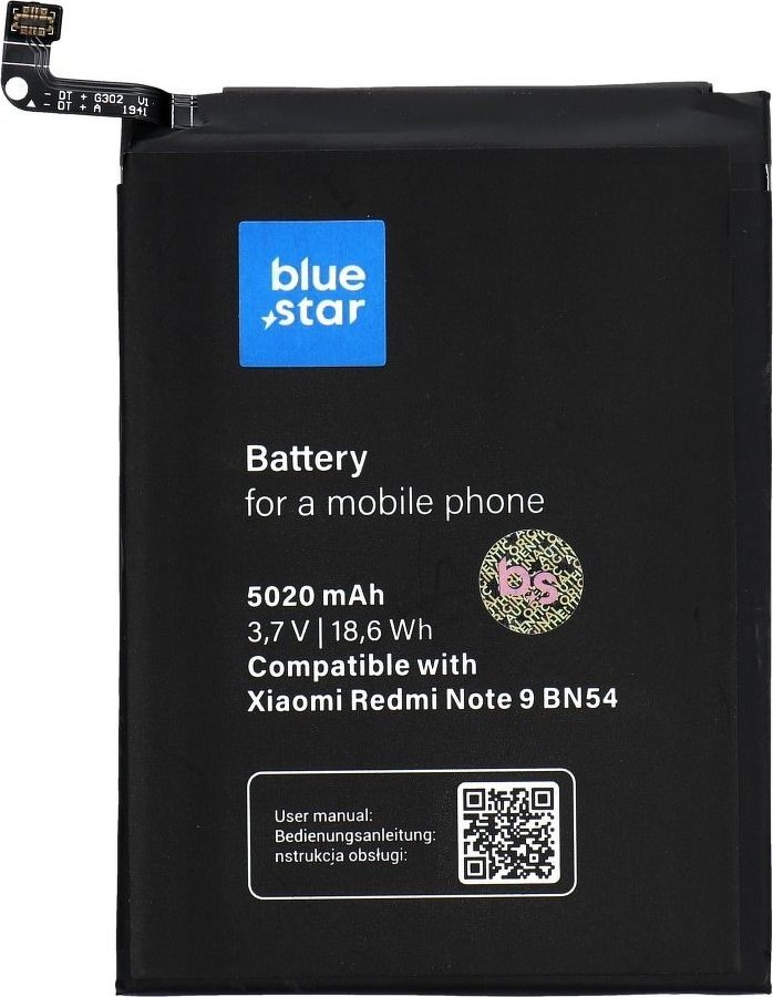 Bateria Blue Star Bateria do Xiaomi Redmi Note 9 (BN54) 5020 mAh Li-Ion Blue Star 5903396129834 (5903396129834) akumulators, baterija mobilajam telefonam