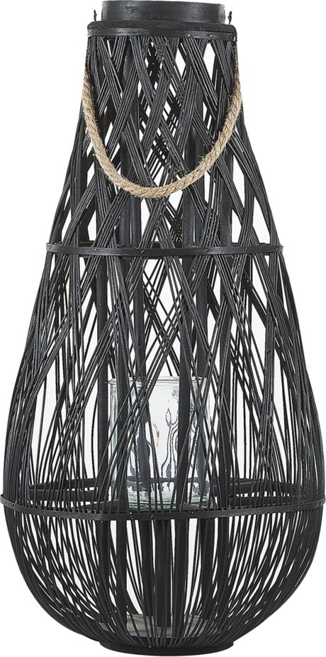 Beliani Lampion drewniany 77 cm czarny TONGA 141485 (4251682204491) kabatas lukturis