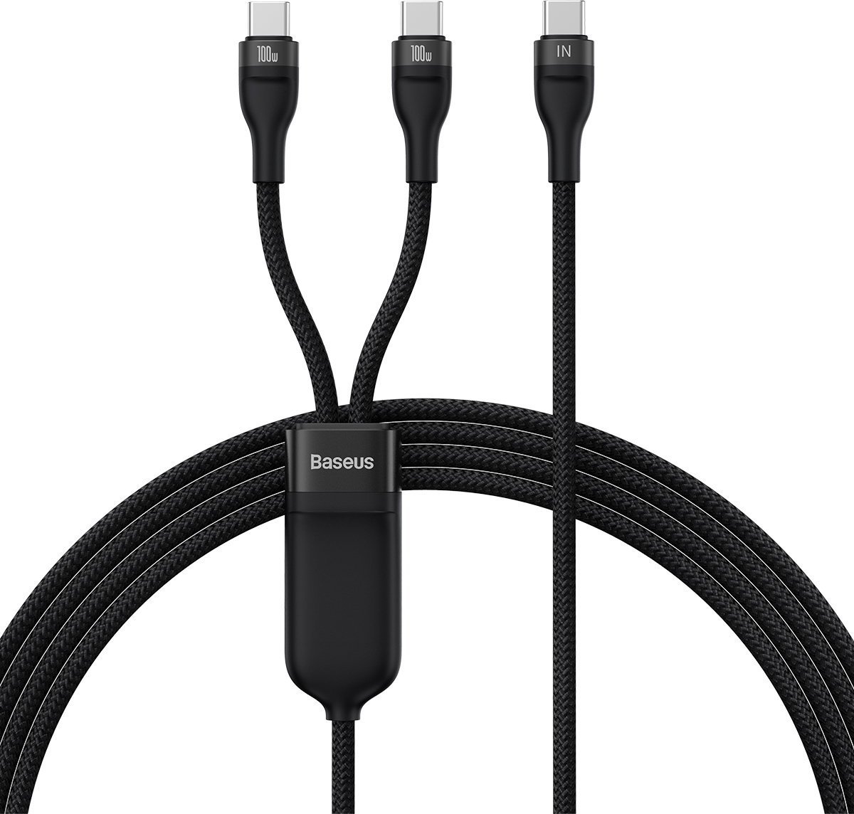 Kabel USB Baseus USB-C - 2x USB-C 1.5 m Czarny (CASS060001) USB kabelis