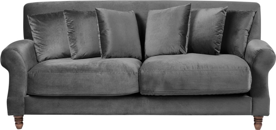 Beliani Sofa 3-osobowa welurowa szara EIKE 137939 (4251682209588) Dārza mēbeles