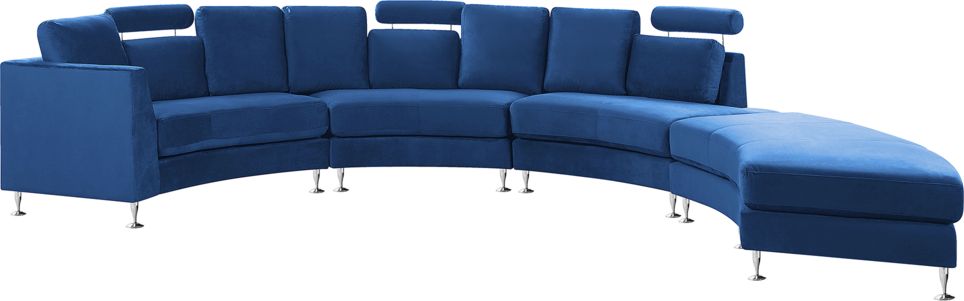 Beliani Sofa polokragla modulowa welurowa niebieska ROTUNDE 244876 (4251682249799) Dārza mēbeles