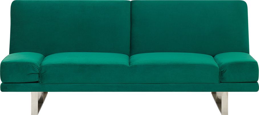 Beliani Sofa rozkladana welurowa zielona YORK 190192 (4251682228114) Dārza mēbeles