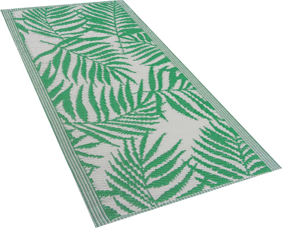Beliani Dywan zewnetrzny 60 x 105 cm liscie palmy zielony KOTA 192262 (4251682232548)