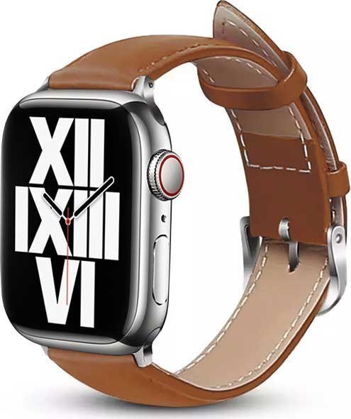 Crong Crong Noble Band - Pasek z naturalnej skory do Apple Watch 42/44/45/49 mm (Mokka) CRG-44NOB-MKA