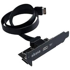 Akasa Low Profile PCI Bracket Adapter, USB 3.1 Typ C - black kabelis video, audio