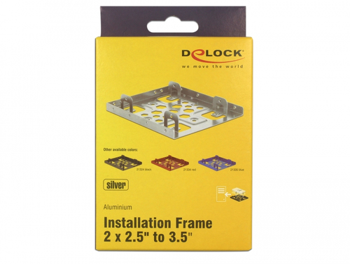 DeLOCK mounting frame 2x 2.5" to 3.5" silver piederumi cietajiem diskiem HDD