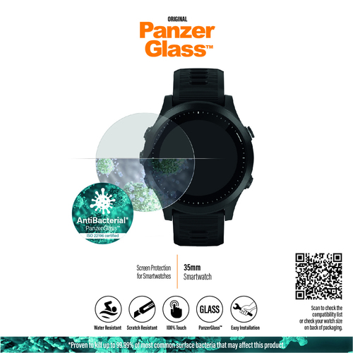 PanzerGlass 3605 - Displayschutz - Universal - Klare Bildschirmschutzfolie - Kratzresistent - Vollrahmen - 1 Stück(e) (3605) 5711724036057 Viedais pulkstenis, smartwatch