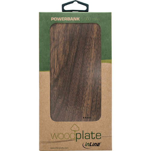 Powerbank InLine Woodplate 5000 mAh Brazowy Powerbank, mobilā uzlādes iekārta