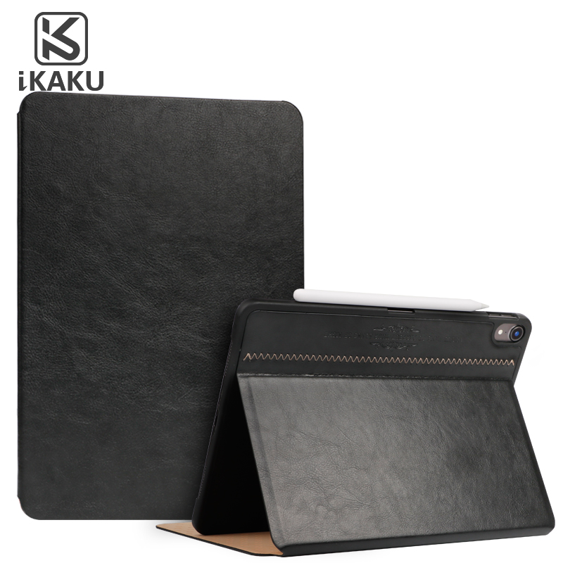 iKaku Plain Eco-Leather Moderns Planšetdatra maks ar stendu Huawei Honor 5 / MadiaPad T5 10.1'' Melns planšetdatora soma