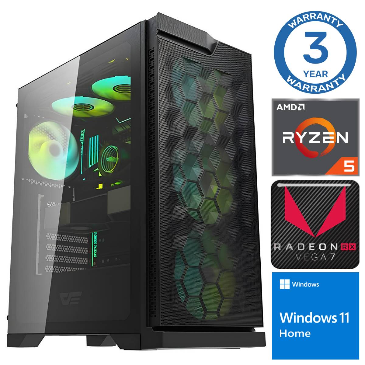 INTOP Ryzen 5 5600GT 32GB 1TB SSD M.2 NVME+2TB Radeon RX Vega 7 WIN11 RW39186WH (7777411539186) dators