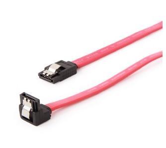 Gembird Serial ATA III 30 cm Data Cable with 90 degree bent, metal clips, red kabelis datoram