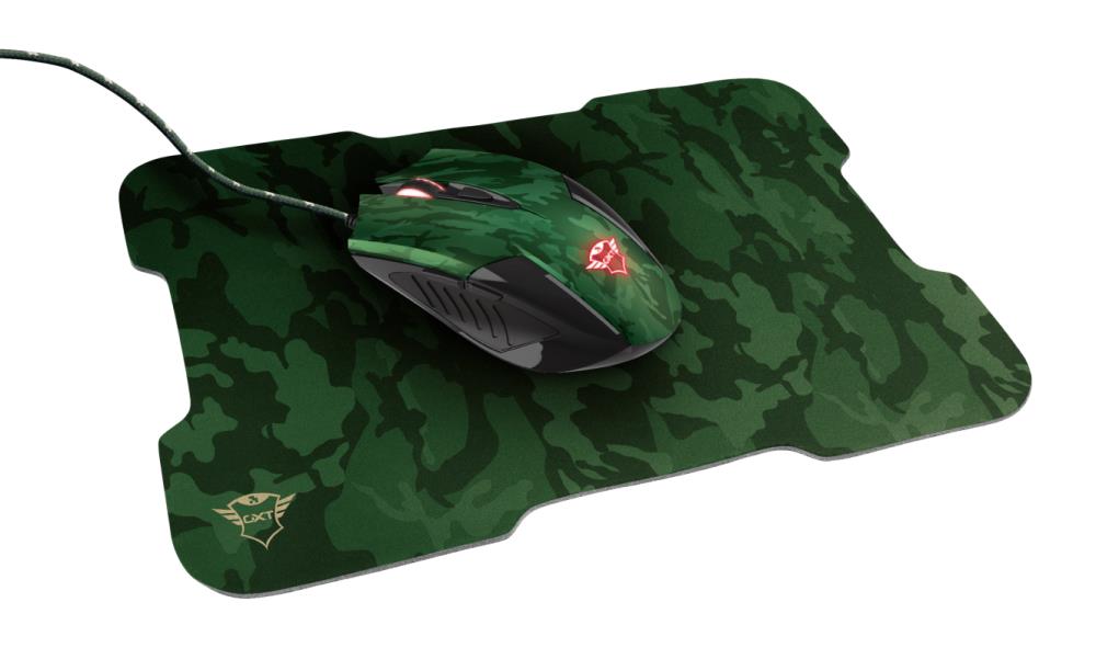 Mouse + Pad Set computer Trust GXT 781 Camo 23611 (Optical; 3200 DPI; green color) Datora pele